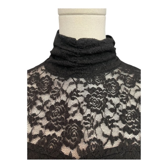 🆕 ✨ NWT Patty Boutik Black Lace High Neck Long Sleeve Blouse | Size XL - Picture 2 of 8